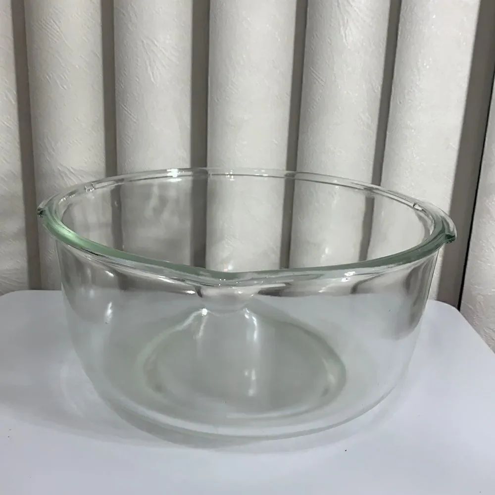 Bowl 1 Gallon Heavy Durable Vintage Clear Glass 2 Handle Pour Spout Mixing Bowl